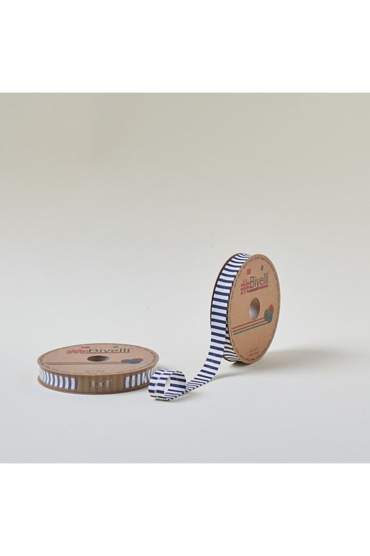 Biye Kalýn Çizgili Katlý F10 indigo 2 cm 25 Metre %65 Koton %35 Polyester