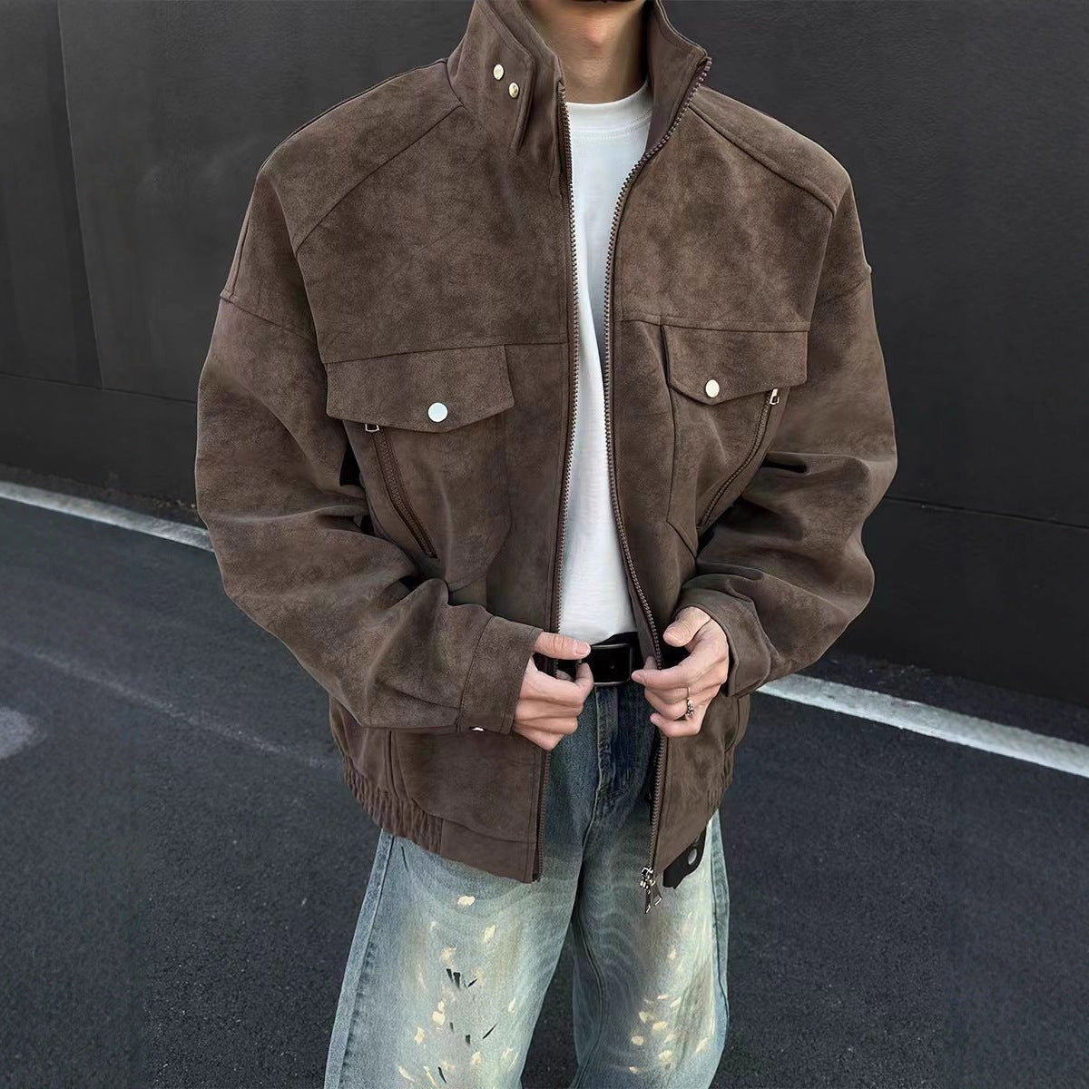 Unisex Stickerei Jacke – Lässig, Langarm, Streetwear Style