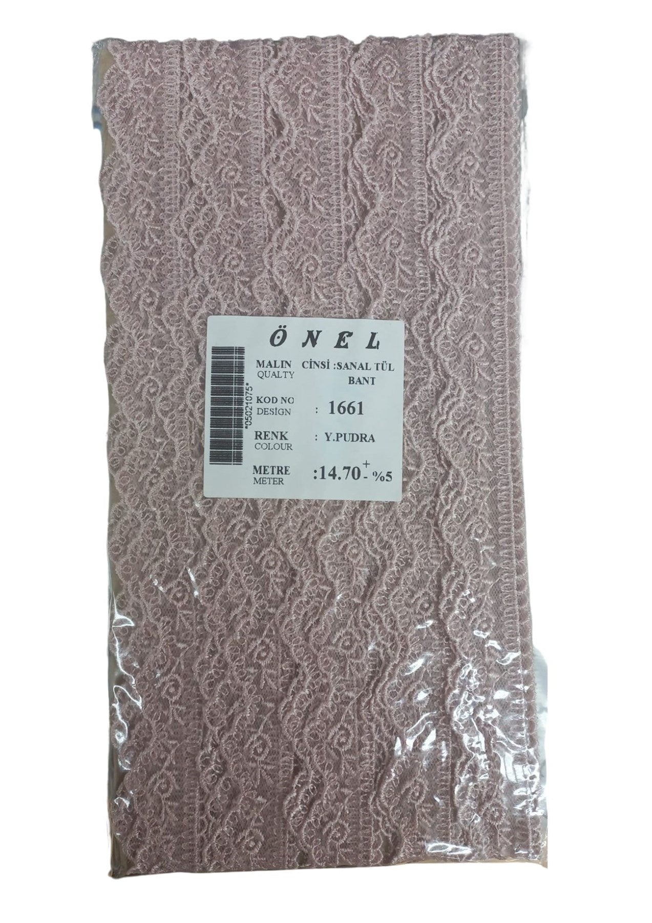 Dantel Polyester Sanal Tül Bant Y.Pudra 14,70 Metre En 6 cm ON-1661-PU