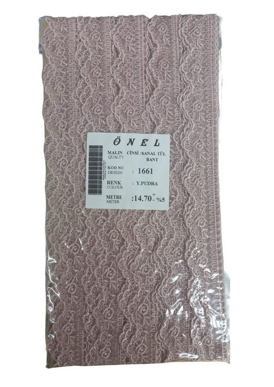 Dantel Polyester Sanal Tül Bant Y.Pudra 14,70 Metre En 6 cm ON-1661-PU