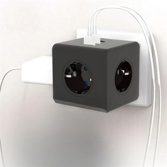 BUFFER® Isýya Dayanýklý Termal Akým Korumalý ve Çocuk Korumalý 3 Priz Giriþli 3 USB Giriþli Küp Priz