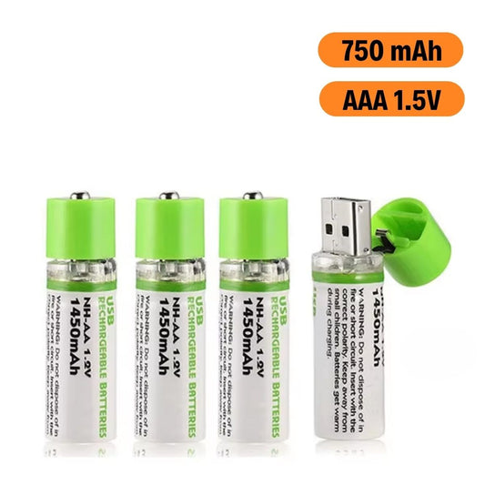 BUFFER® USB Þarjlý 1450mAh AA 1.2V Lityum Kalem Pil – 4'lü Set, Tekrar Þarj Edilebilir Uzun Ömürlü Dönüþtürülebilir Batarya