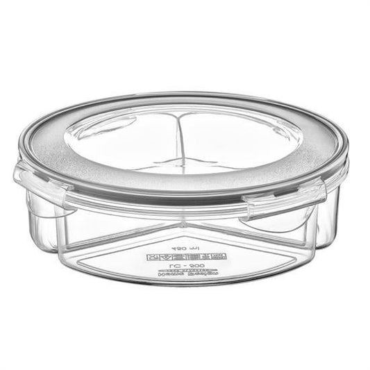 BUFFER® 3 Bölmeli Sýzdýrmaz Contalý Kilitli Kapaklý 1,35 Litre yuvarlak Erzak Saklama Kabý LC-500