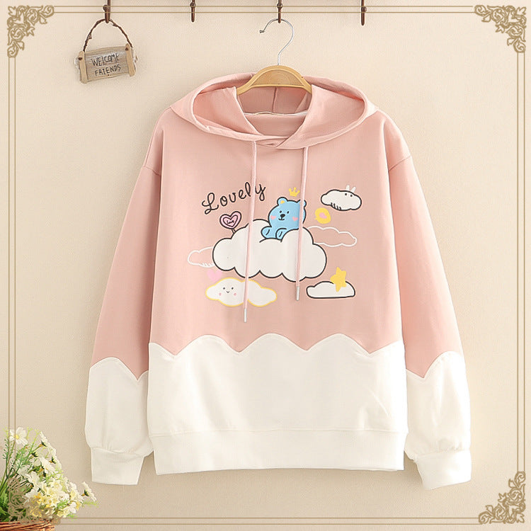 Damen Hoodie mit Cartoon-Bär Print – Lässiges Kapuzen-Sweatshirt für Alltag & Freizeit
