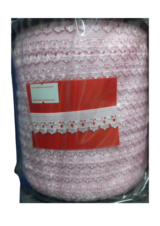 Çamaþýr Lastiði Dantelli 1 cm 75 Metre 1 Top Açýk Pembe