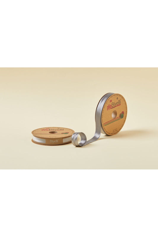 Biye Saten Katlý 011 Açýk Gri 2 cm 25 Metre %100 Polyester