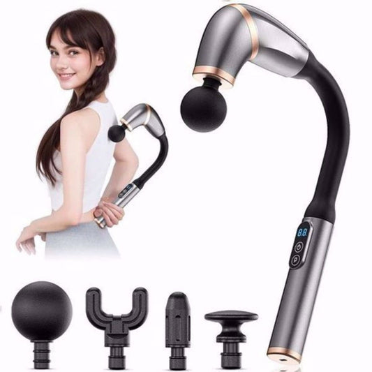 BUFFER® 4 Farklý Baþlýklý Uzun Saplý Derin Doku Masaj Tabancasý, Boyun, Omuz ve Sýrt için Ergonomik Saplý Çoklu Masaj Modlu Taþýnabilir Masaj Aleti