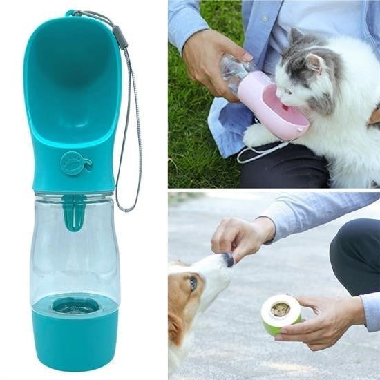 BUFFER® Taþýnabilir Mama Hazneli Evcil Hayvan Suluðu Seyahat Kabý Kilitlenebilen Su Sýzdýrmaz 380ML