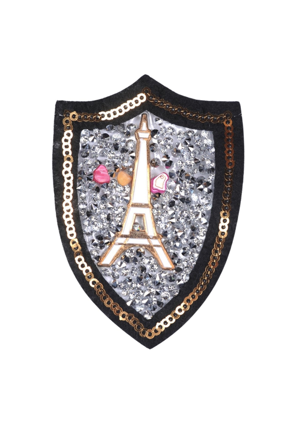 Aplike Ütü Ýle Yapýþan Taþlý Eyfel Kulesi Beyaz Arma 6 cm