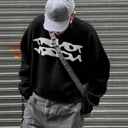 Herren Strickpullover – Locker, Geometrisches Jacquard Muster, Komfort