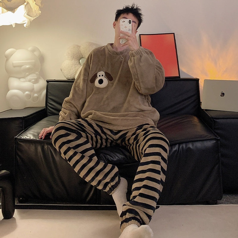 Herren Jacquard Samt Pyjama – Lässig, Warm & Komfortabel, Freizeit & Outdoor