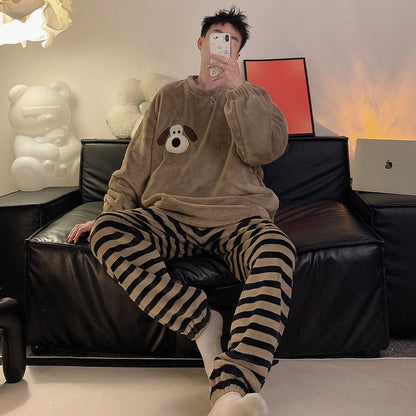 Herren Jacquard Samt Pyjama – Lässig, Warm & Komfortabel, Freizeit & Outdoor