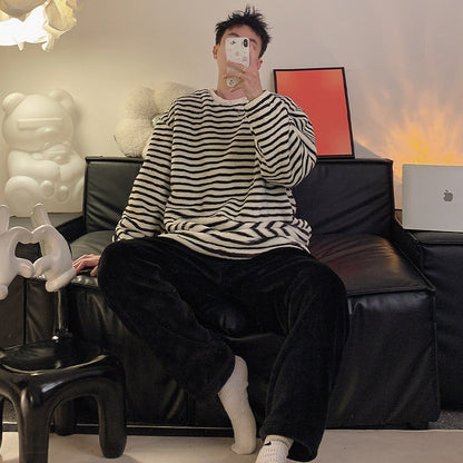 Herren Jacquard Samt Pyjama – Lässig, Warm & Komfortabel, Freizeit & Outdoor