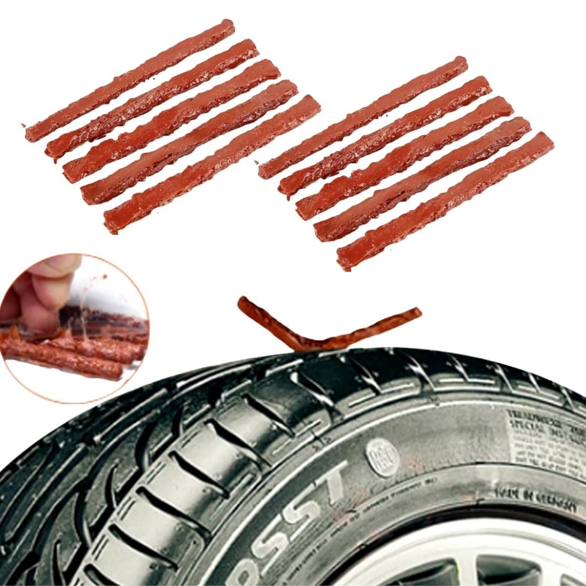 BUFFER® 10 Adet Lastik Onarým Ýçin Lastik Tamir Fitili Yedek Lastik Fitili