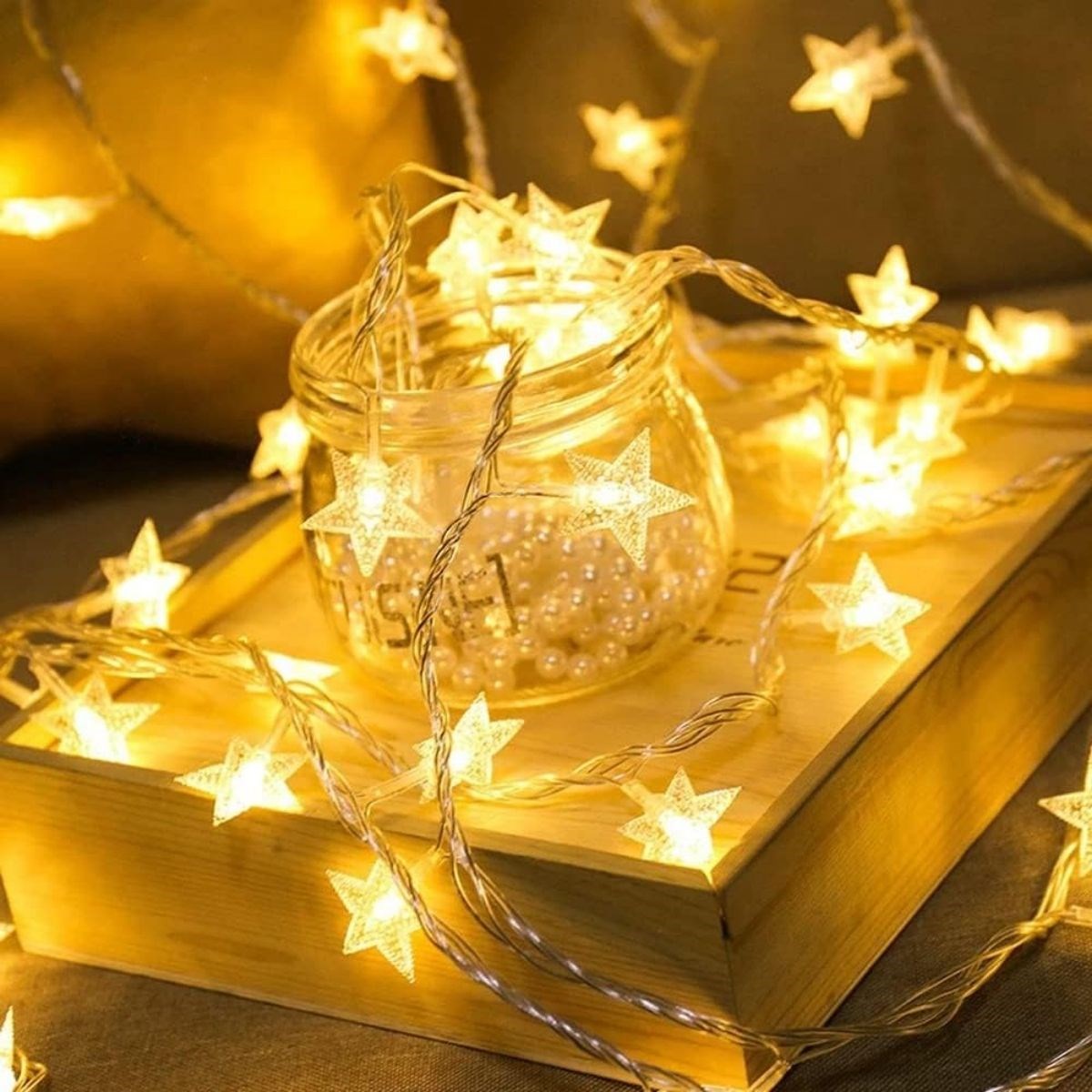 BUFFER® 20 Adet Mini Yýldýz Led 5 Metre Günýþýðý Rengi Dekoratif Led