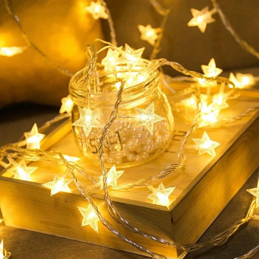 BUFFER® 20 Adet Mini Yýldýz Led 5 Metre Günýþýðý Rengi Dekoratif Led