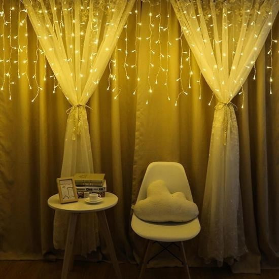 BUFFER® 8 Fonksiyonlu 16 Saçaklý Perde Led 3 x 1 (Günýþýðý)