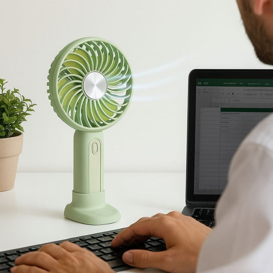 BUFFER® Masa Üstü Standlý USB ile Þarj Olabilen 3 Ayarlý Fan Modlu Çanta Tipi El Faný