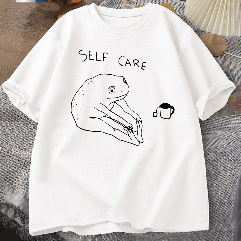 Herren T-Shirt – Lustiger Frosch, Selbstfürsorge, Vintage Print
