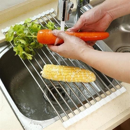 BUFFER® Evye Üstü Katlanýr Nihale Paslanmaz Çelik Pratik Sebze Meyve Bulaþýk Kurutma Süzgeci