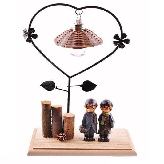 BUFFER® Pilli Iþýklý Romantik Çift Tema Büyük Boy Dekoratif Ahþap Biblo