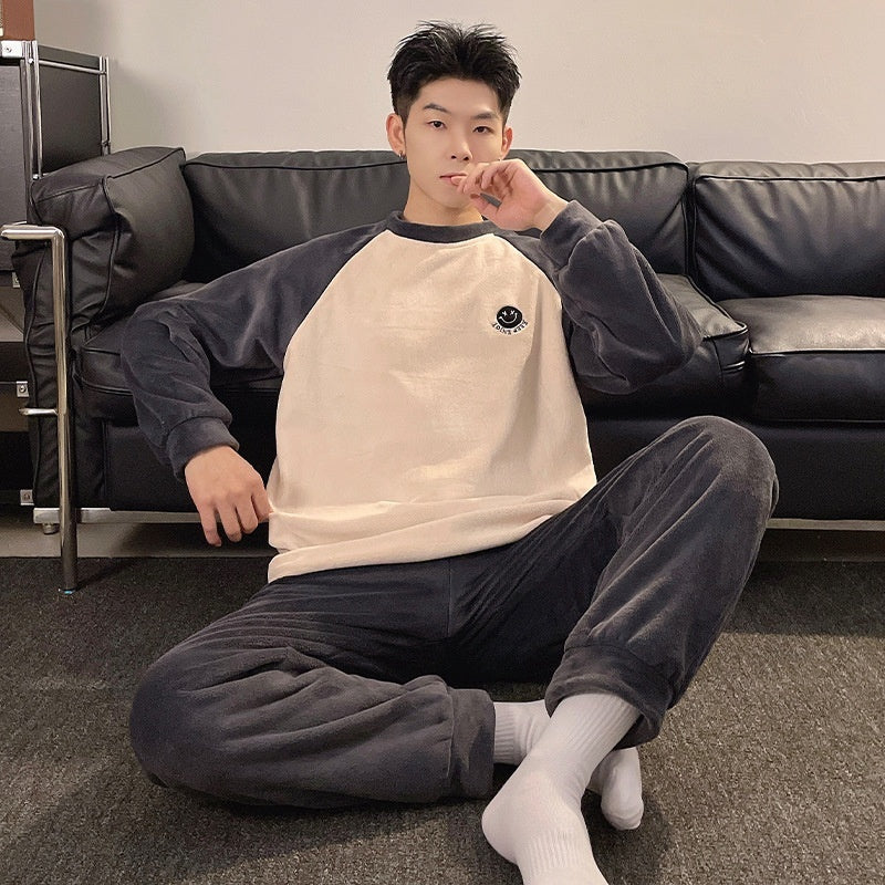 Herren Jacquard Samt Pyjama – Lässig, Warm & Komfortabel, Freizeit & Outdoor