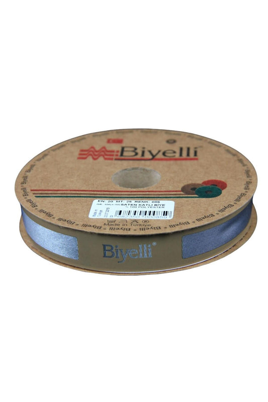 Biye Saten Katlý 086 Gri 2 cm 25 Metre %100 Polyester
