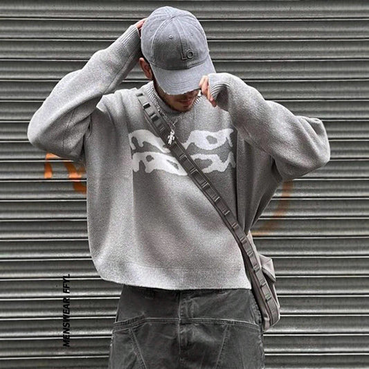 Herren Strickpullover – Locker, Geometrisches Jacquard Muster, Komfort