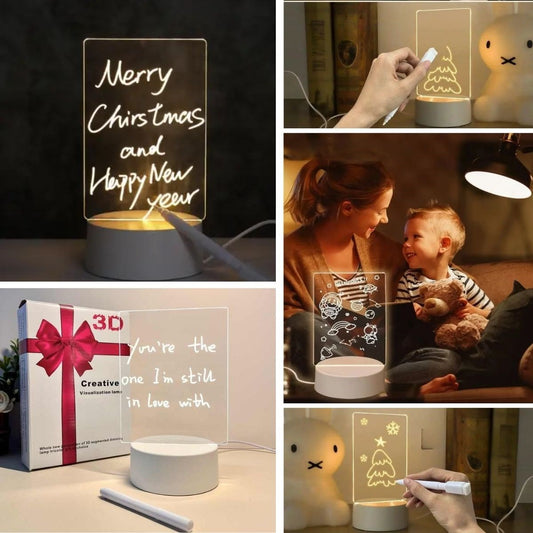 BUFFER® USB Kablolu Iþýklý Kendiliðinden Beyaz Kalemli-Silgili Kreatif 3D Görselleþtirme LED Lambasý