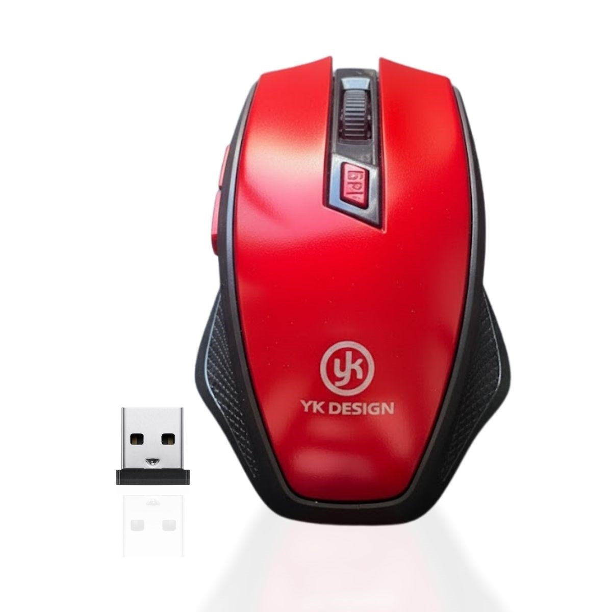 BUFFER® Kýrmýzý Renkli Baþ Parmak Destekli Ergonomik Sessiz Kablosuz Mouse – USB Alýcýlý, Ofis ve Oyun Ýçin Konforlu Bilgisayar Faresi MS6300
