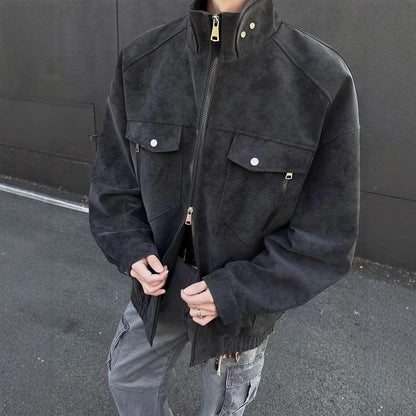 Unisex Stickerei Jacke – Lässig, Langarm, Streetwear Style