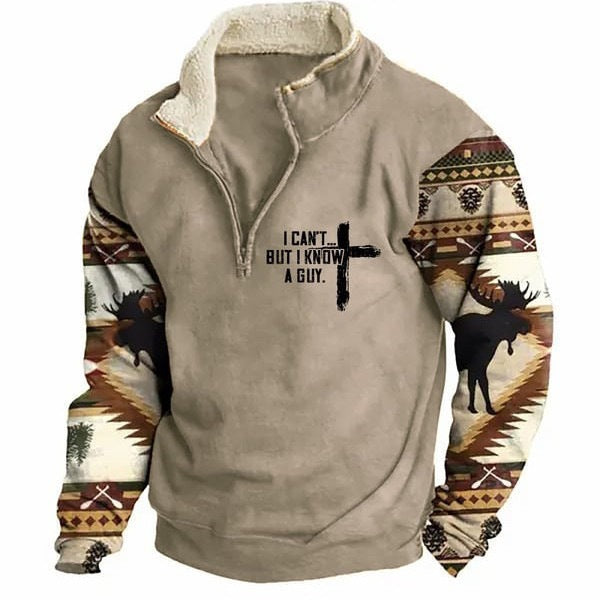 Herren Übergangsjacke – Halb-Zip, Bedruckt, Frühling & Herbst Mode