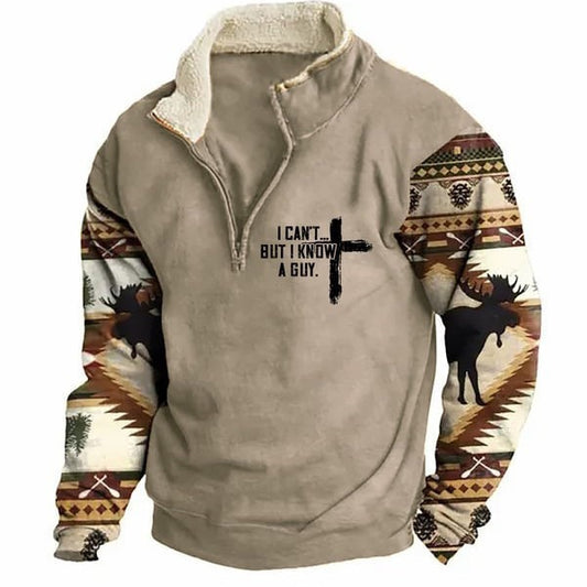 Herren Übergangsjacke – Halb-Zip, Bedruckt, Frühling & Herbst Mode