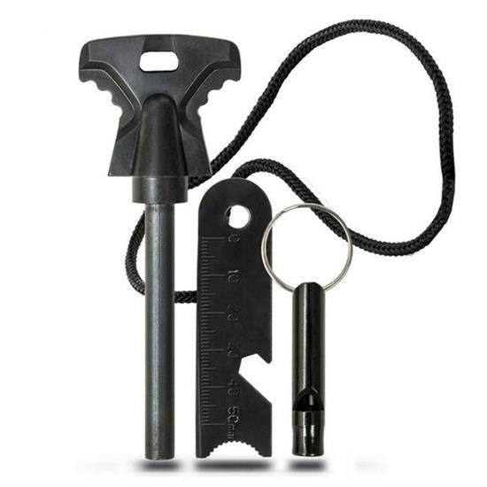 BUFFER® Acil Durum Magnezyum Çubuk Çakmaktaþý Hayatta Kalma Ateþ Baþlatýcý Çakmak Kiti Düdük Hediyel