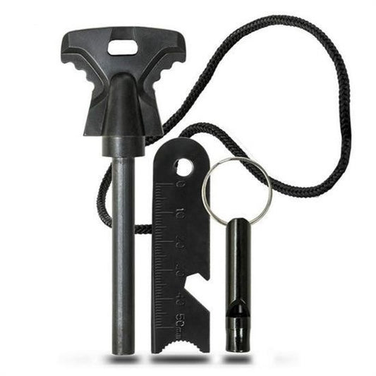 BUFFER® Acil Durum Magnezyum Çubuk Çakmaktaþý Hayatta Kalma Ateþ Baþlatýcý Çakmak Kiti Düdük Hediyel