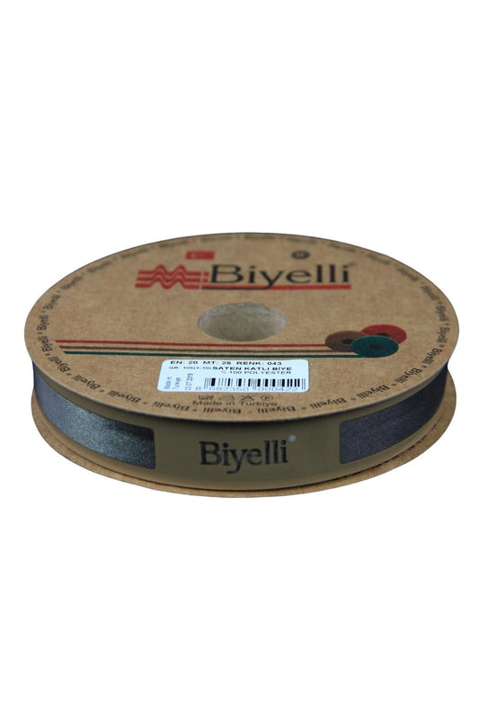Biye Saten Katlý 043 Haki 2 cm 25 Metre %100 Polyester