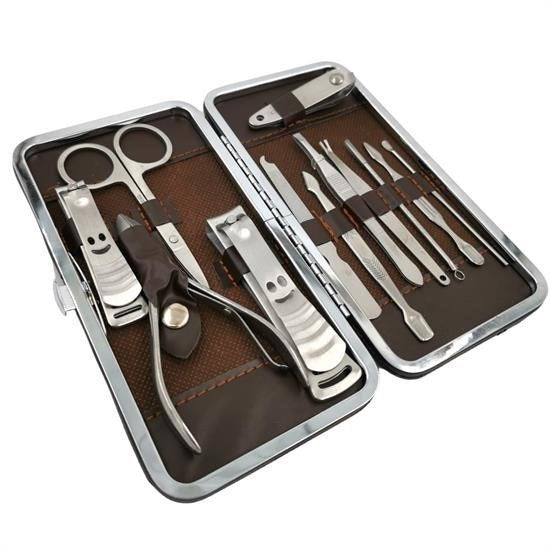 BUFFER® Çantalý Manikür Pensi Profesyonel ve Manikür Pedikür Seti 13 Parça Týrnak Eti Ýtici Ve Cýmbý