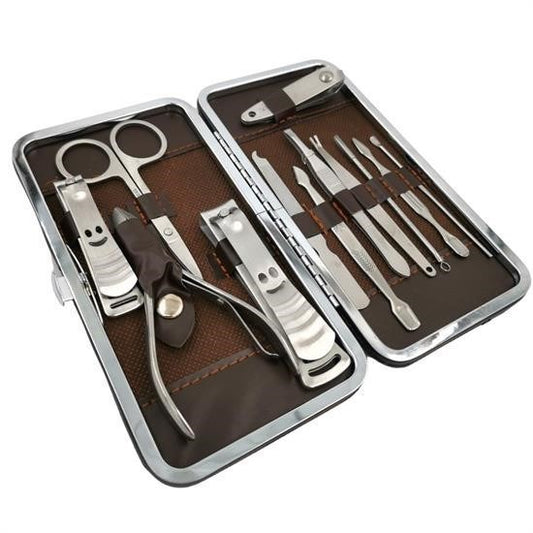 BUFFER® Çantalý Manikür Pensi Profesyonel ve Manikür Pedikür Seti 13 Parça Týrnak Eti Ýtici Ve Cýmbý