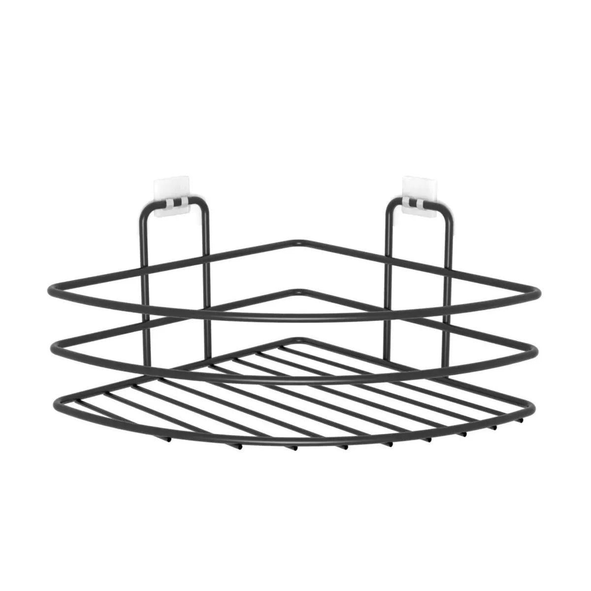 BUFFER® Kendiliðinden Yapýþkanlý Montaj Gerektirmeyen Tek Katlý Banyo Aský Köþe Þampuanlýk Siyah