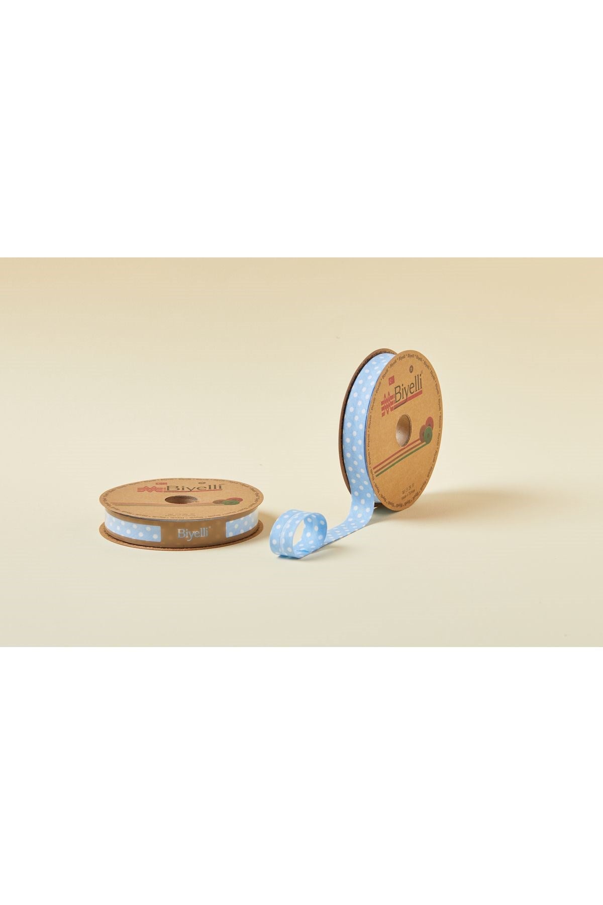 Biye Büyük Puanlý Katlý A12 Mavi 2 cm 25 Metre %65 Koton %35 Polyester