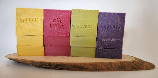Doðal Üretim Sabunu Karýþýk (Safran-Gül-Lavanta-Aleovera) 12'li Set