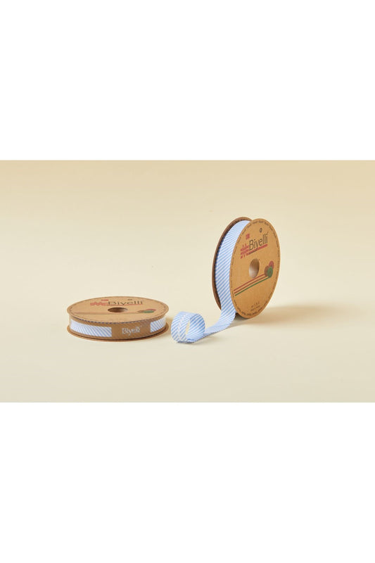 Biye Çizgili Katlý C01 Mavi 2 cm 25 Metre %65 Koton %35 Polyester