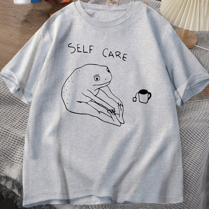 Herren T-Shirt – Lustiger Frosch, Selbstfürsorge, Vintage Print