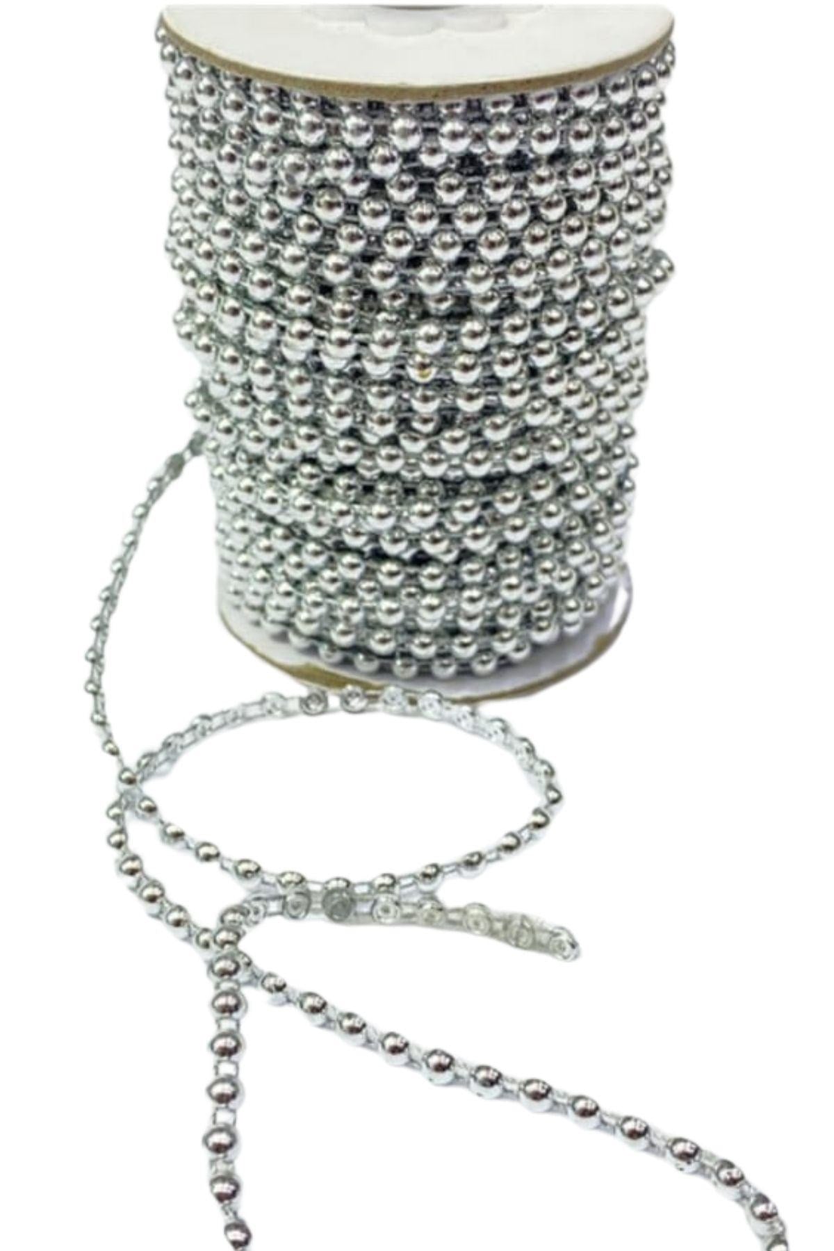 Dikilebilir Sýralý Ýnci Tekli En 1 cm Gümüþ 1 Metre