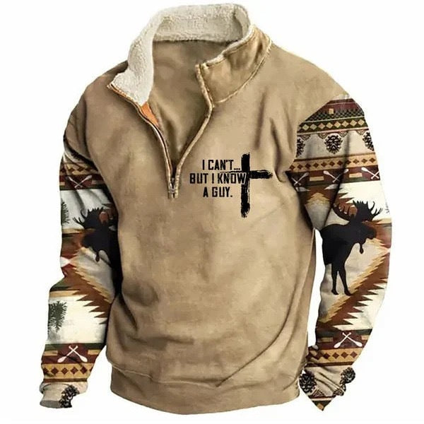 Herren Übergangsjacke – Halb-Zip, Bedruckt, Frühling & Herbst Mode