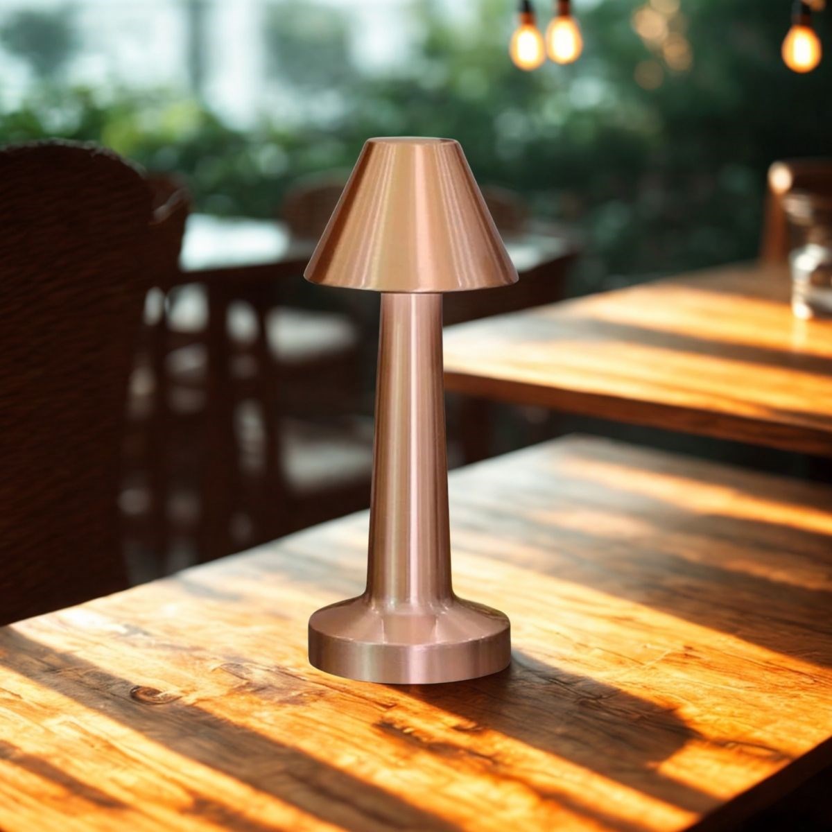 BUFFER® Çatý Model Bronz Renk Þarjlý Dokunmatik 3 Renkli LED Masa Lambasý