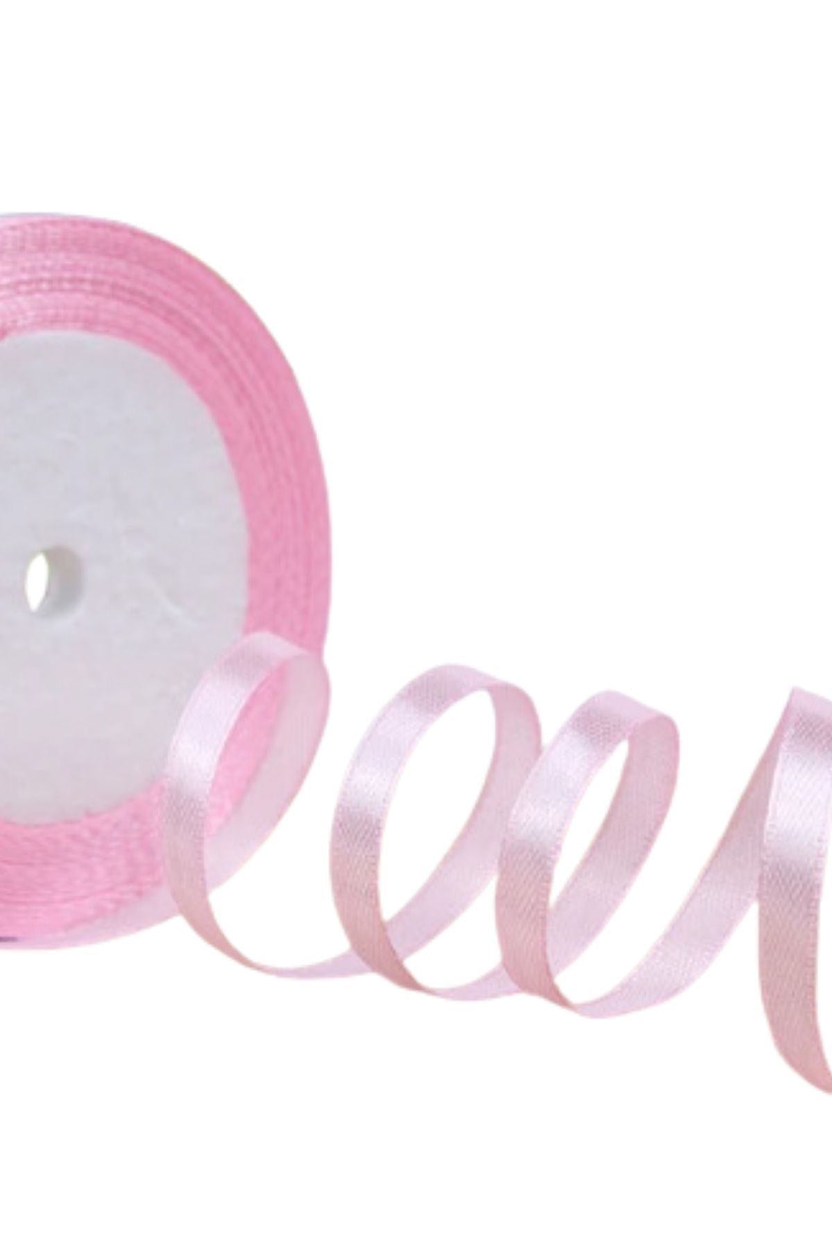 Saten Kurdele 1 cm 10 Metre Açýk Pembe