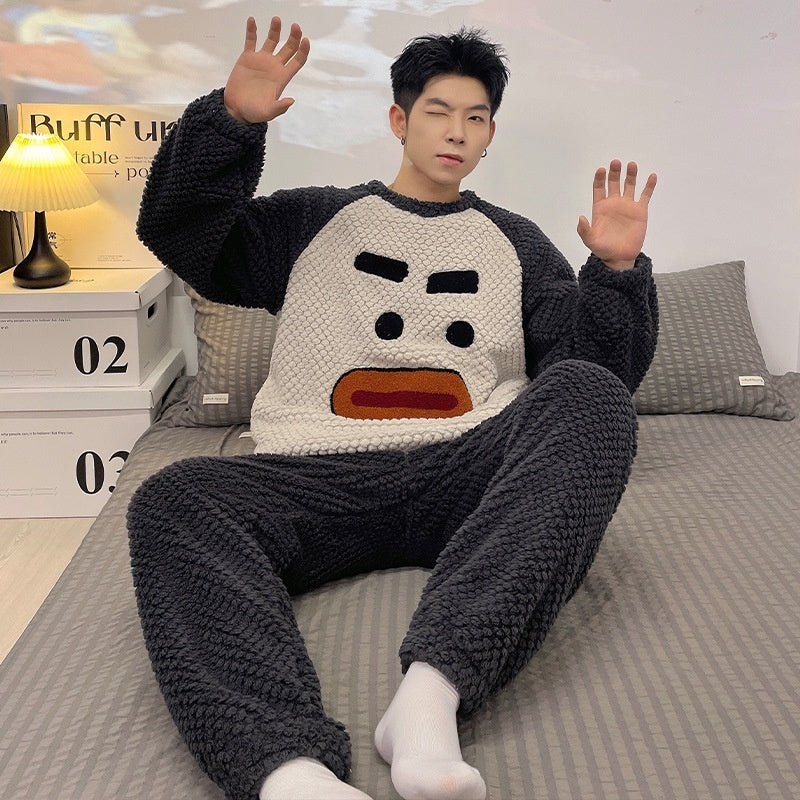 Herren Jacquard Samt Pyjama – Lässig, Warm & Komfortabel, Freizeit & Outdoor