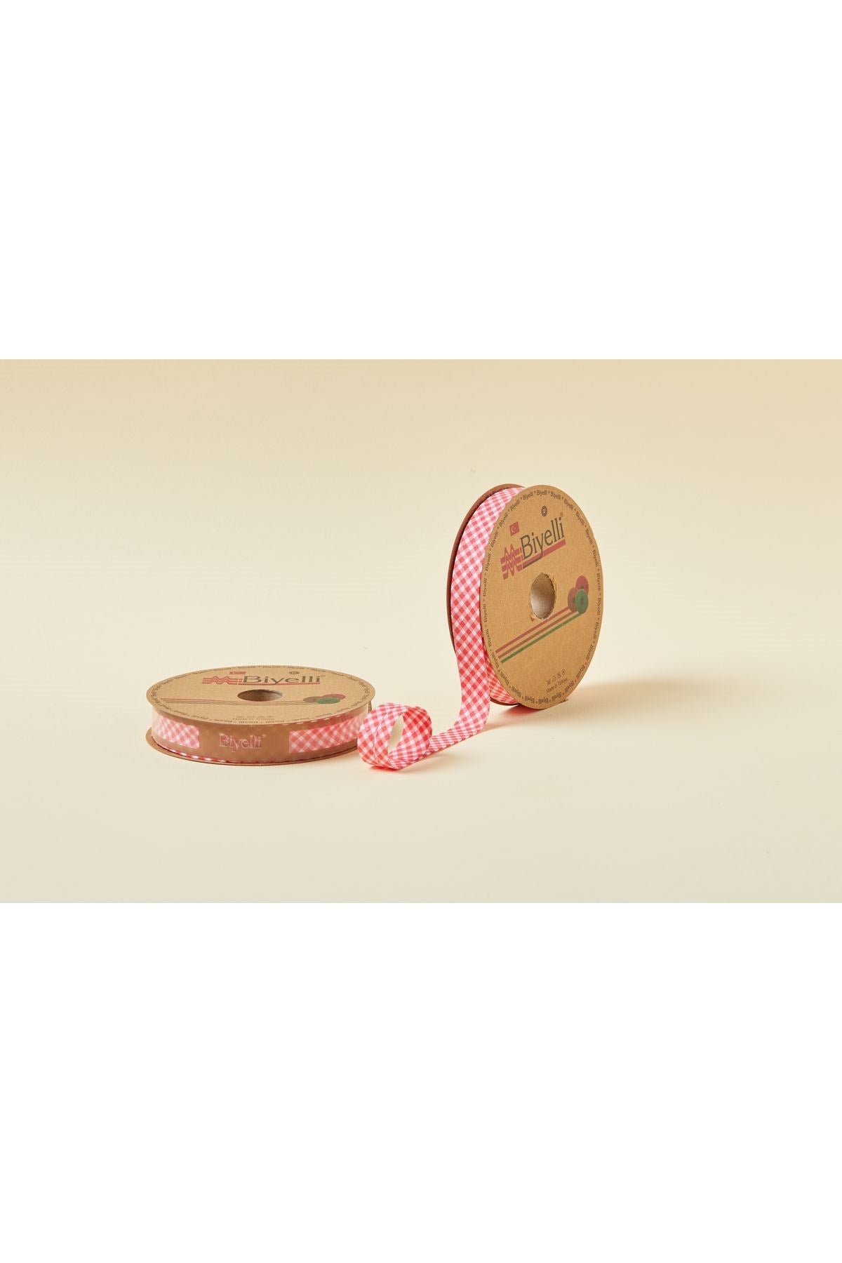 Biye Ekoseli Katlý E03 Kýrmýzý 2 cm 25 Metre %65 Koton %35 Polyester