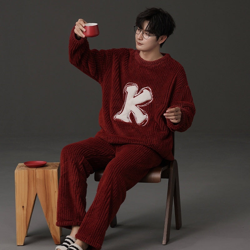 Herren Jacquard Samt Pyjama – Lässig, Warm & Komfortabel, Freizeit & Outdoor